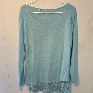Sweater seafoam green 20% Mohair with Floral lining size L